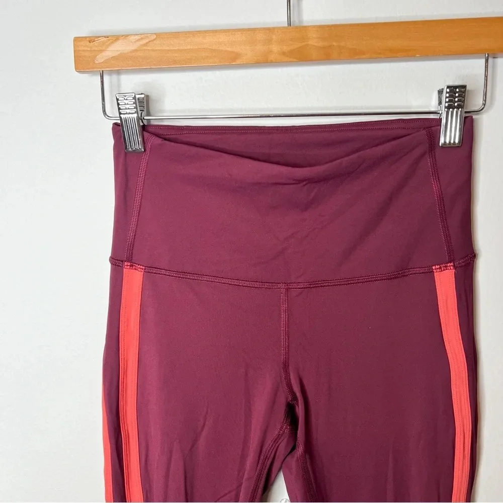 Lululemon Zip The Line Crop Leggings *23 in Deep Ruby / Poppy Coral